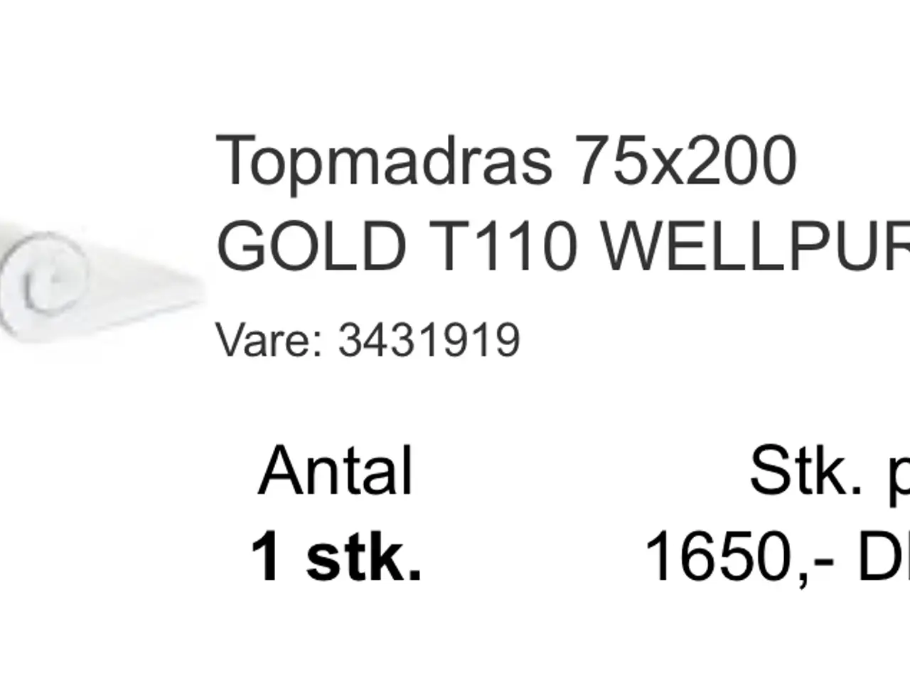 Billede 4 - Topmadras 75x200 cm - Wellpur Gold T110