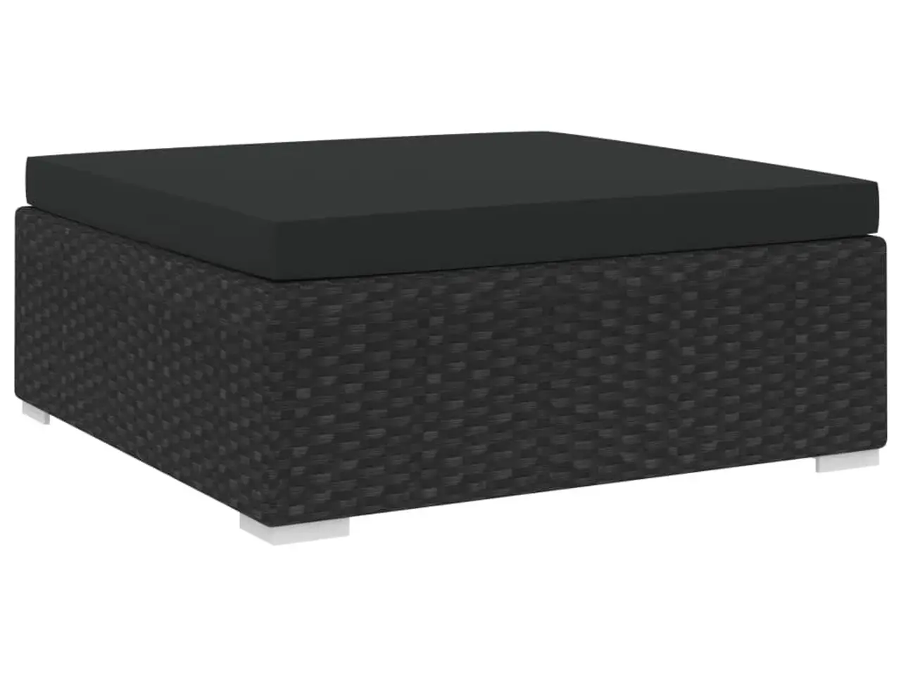 Billede 1 - Fodskammel med hynde i polyrattan - sort, 70 × 70 cm