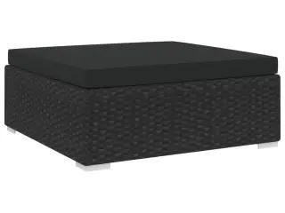 Fodskammel med hynde polyrattan sort