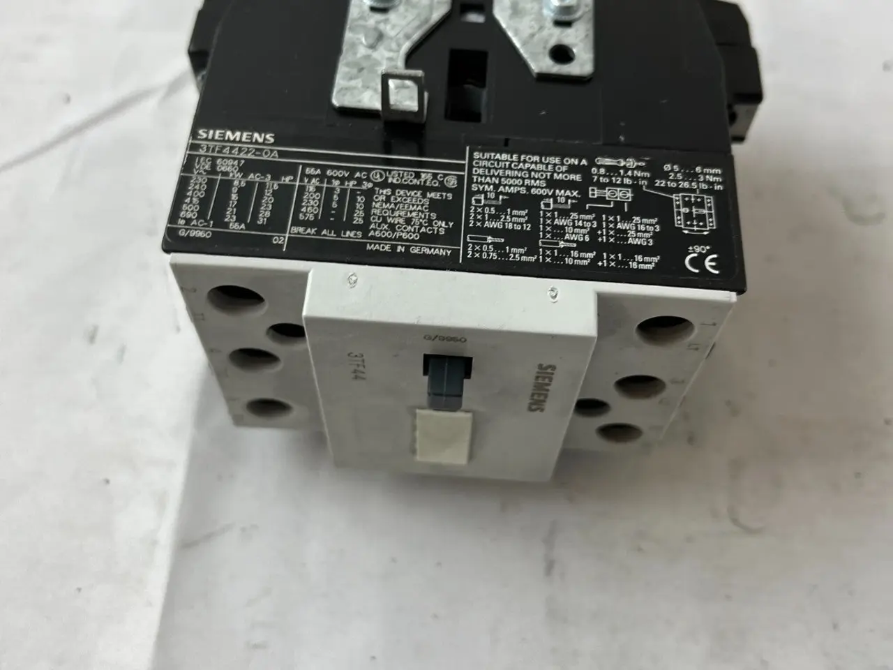 Billede 8 - Siemens 3TF44 kontaktor 3P w/ 3TY7561-1AA00 Aux