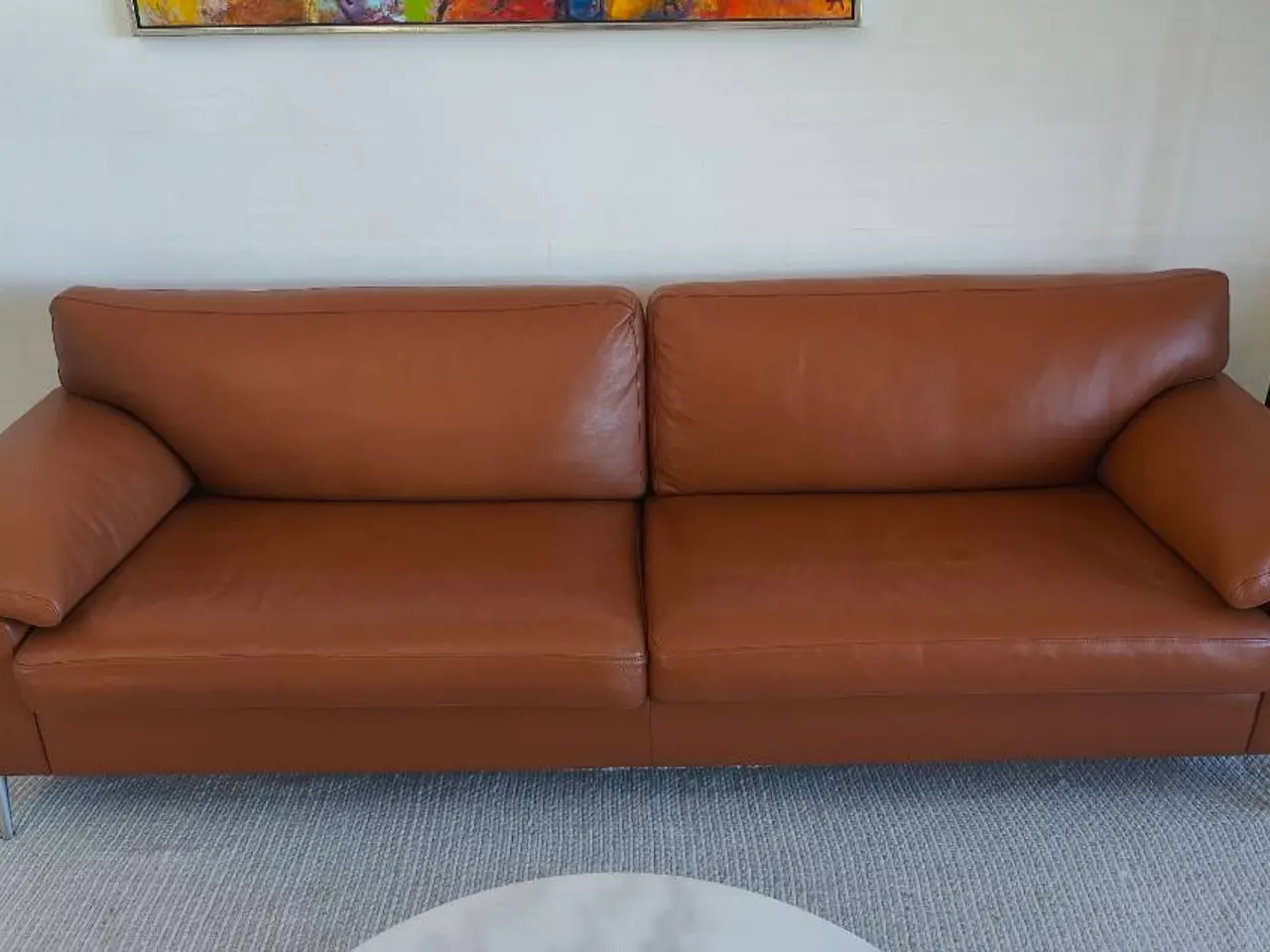 Billede 1 - Mogens Hansen, cognacfarvet lædersofa