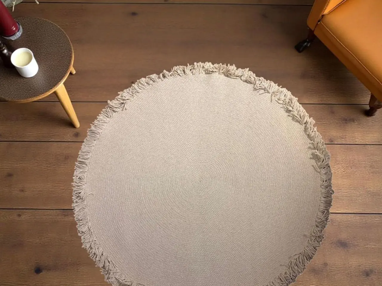 Billede 7 - Stilfuldt rundt tæppe (Naturfarve, Ø 120 cm)