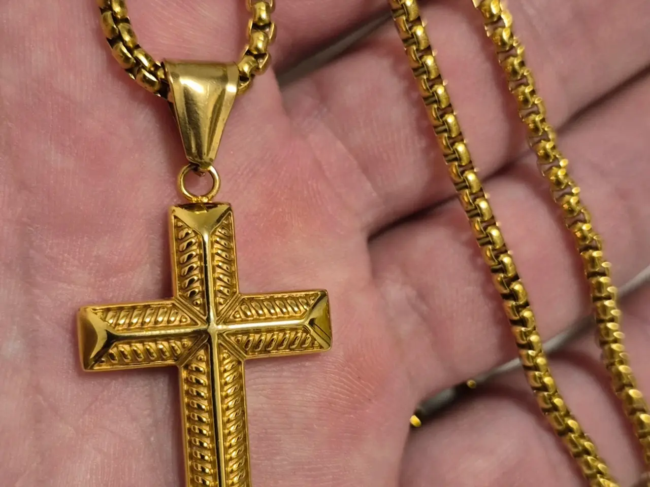 Billede 1 - Goldfilled venezia kæde med kors