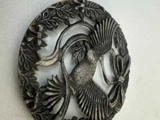 Vintage broche m. fuglemotiv
