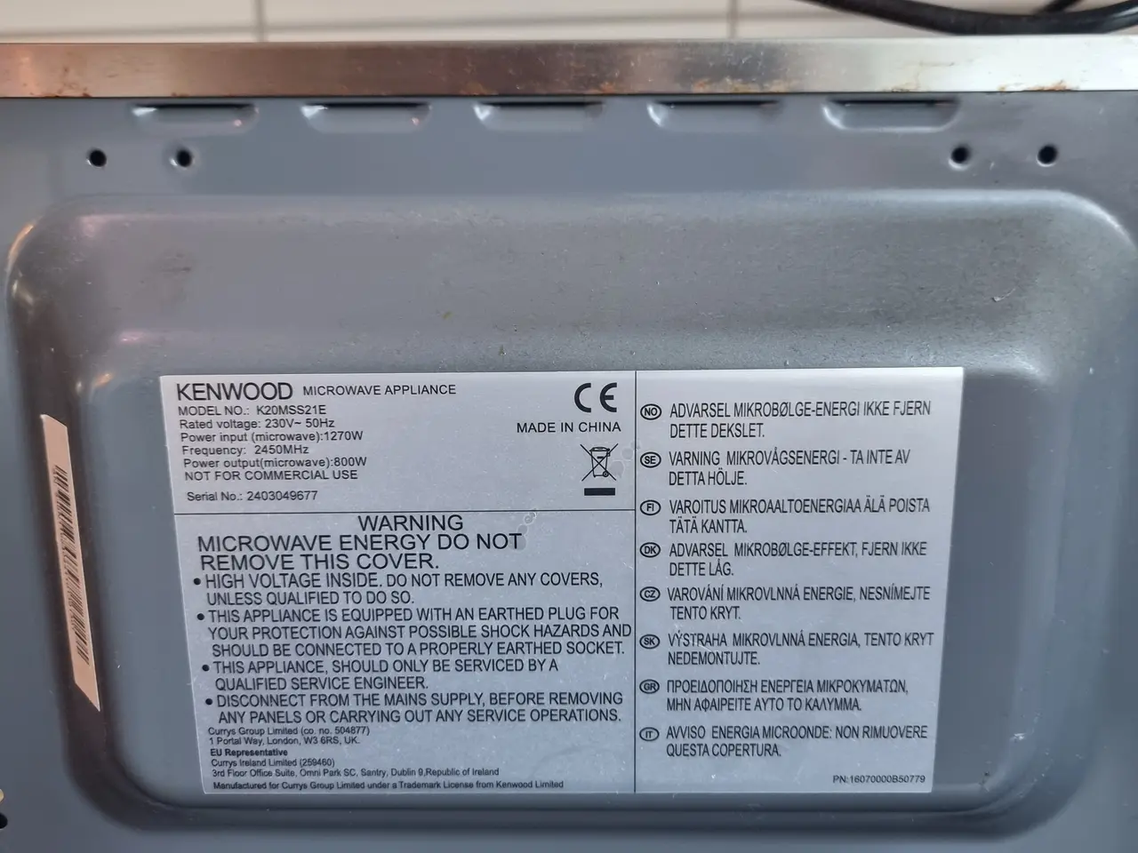 Billede 7 - Kenwood 20L Microwave