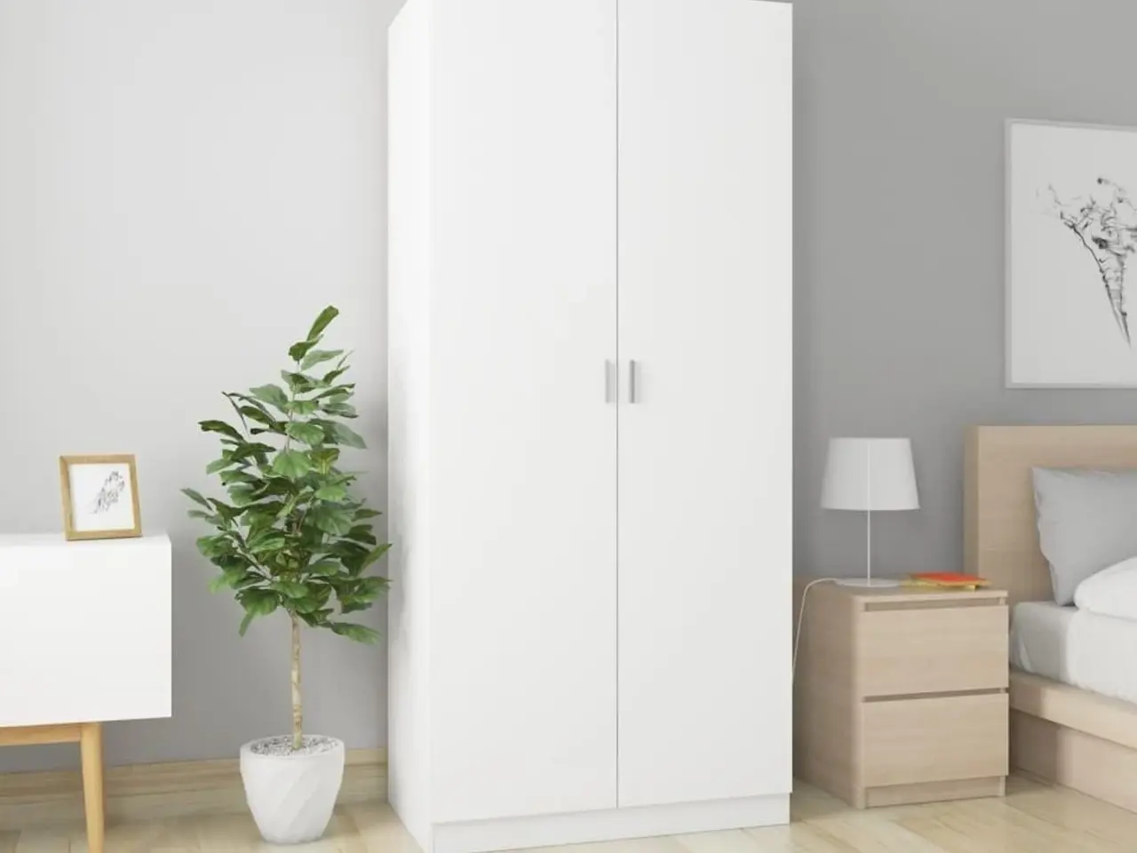 Billede 1 - Klædeskab 90x52x200 cm konstrueret træ hvid