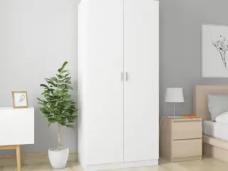 Klædeskab 90x52x200 cm konstrueret træ hvid