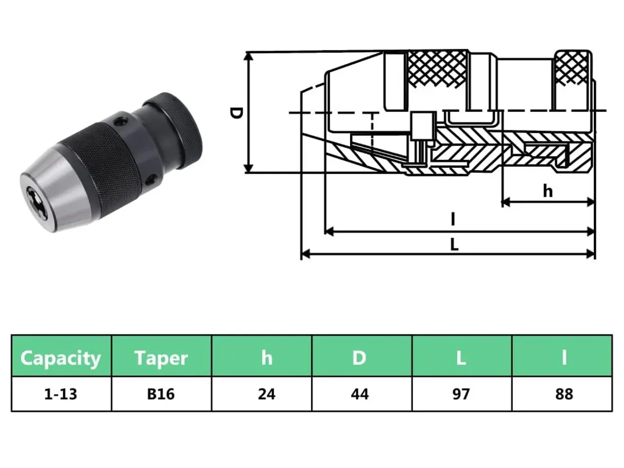 Billede 8 - Borepatron med quick release MT2-B16 - 13 mm spændeområde