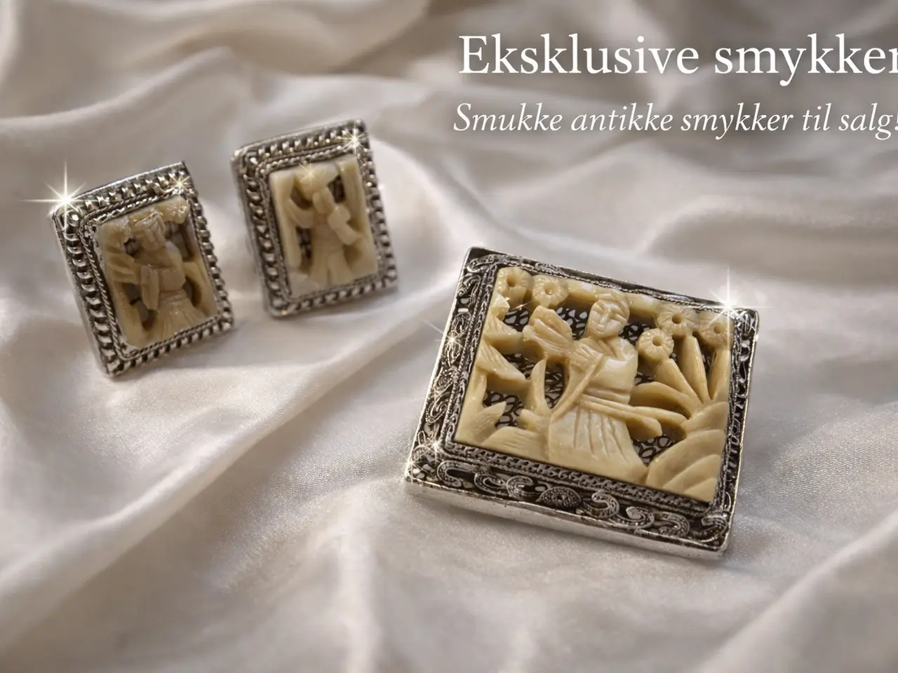 Billede 1 - Eksklusivt vintage kinesisk sæt – Broche & ørestik