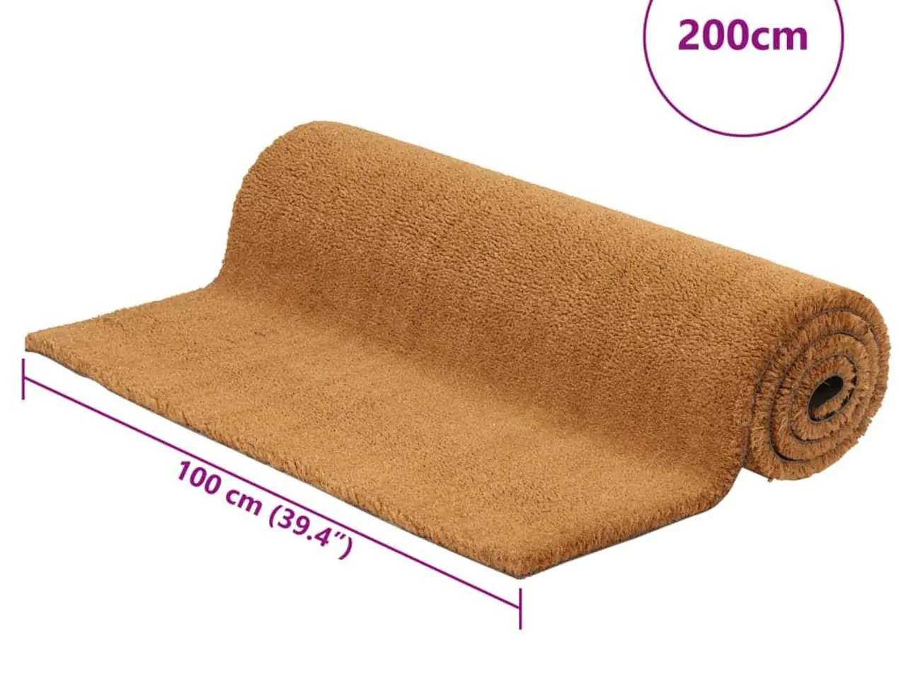 Billede 5 - Dørmåtte i kokosfibre 100 x 200 cm - naturfarvet