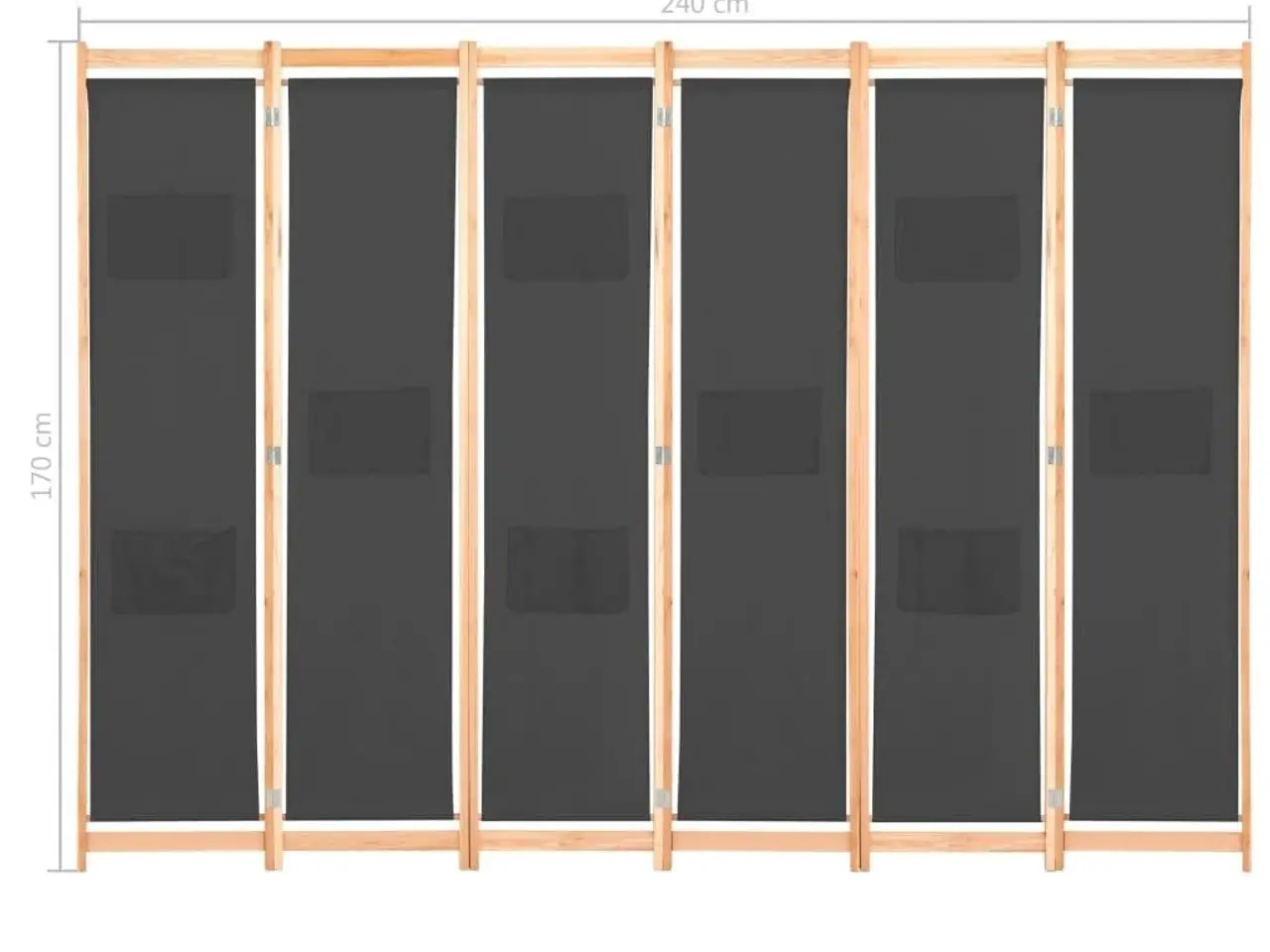 Billede 8 - Rumdeler med 6 paneler - grå, 240 x 170 x 4 cm