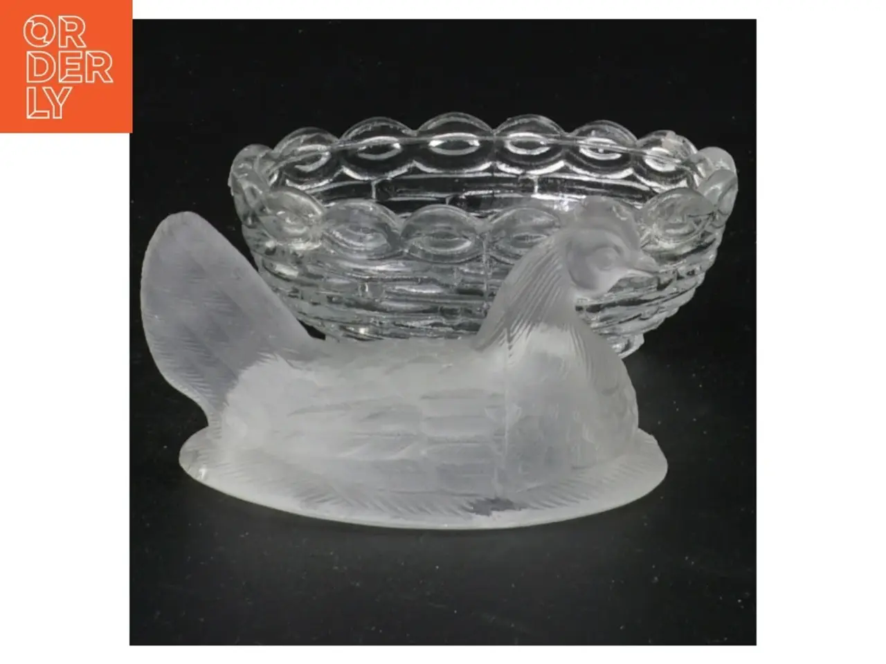 Billede 3 - Glasfugl med tilhørende skål (str. 9 x 6 x 8 cm)