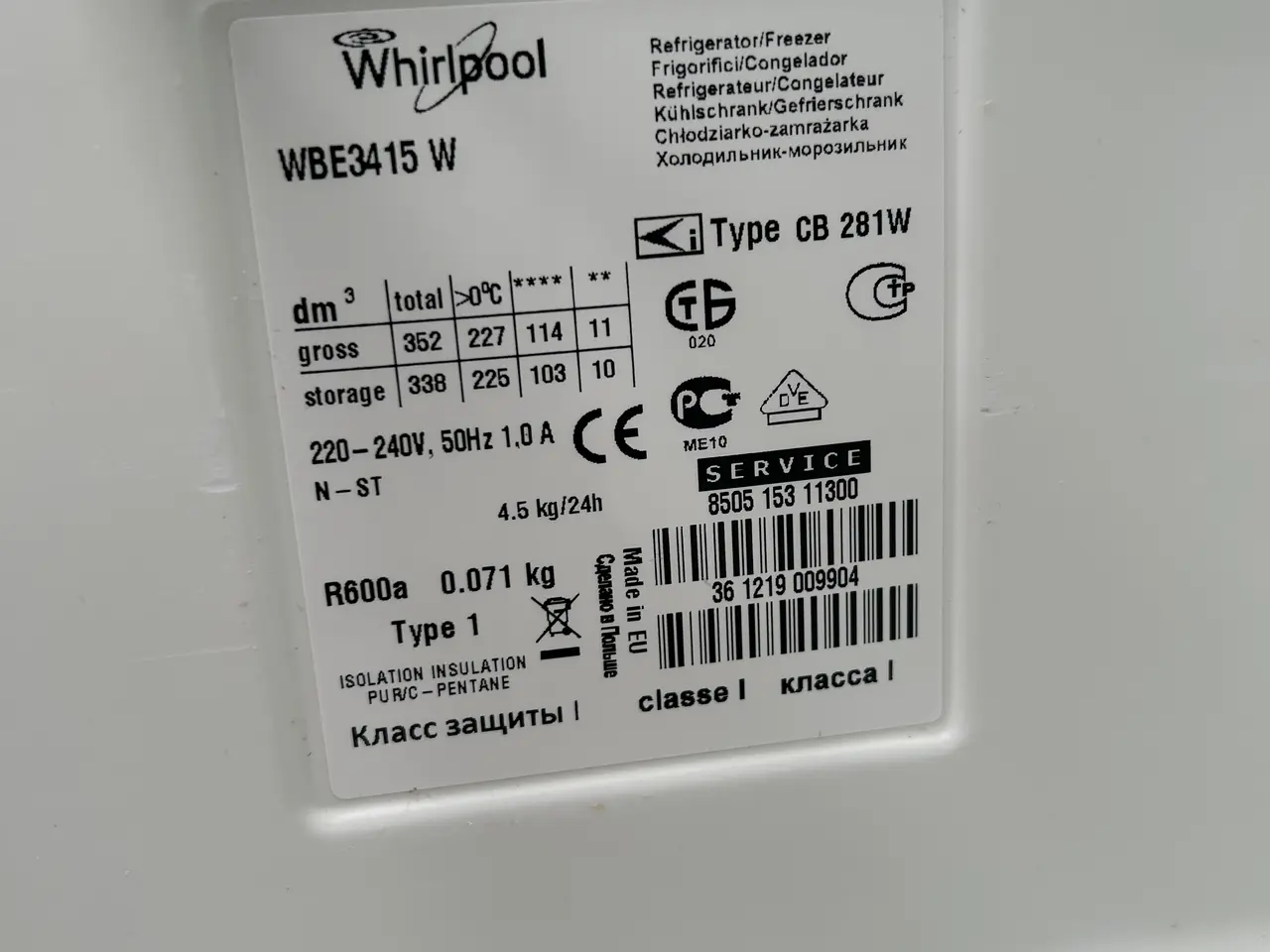 Billede 4 - Whirlpool køle fryseskab
