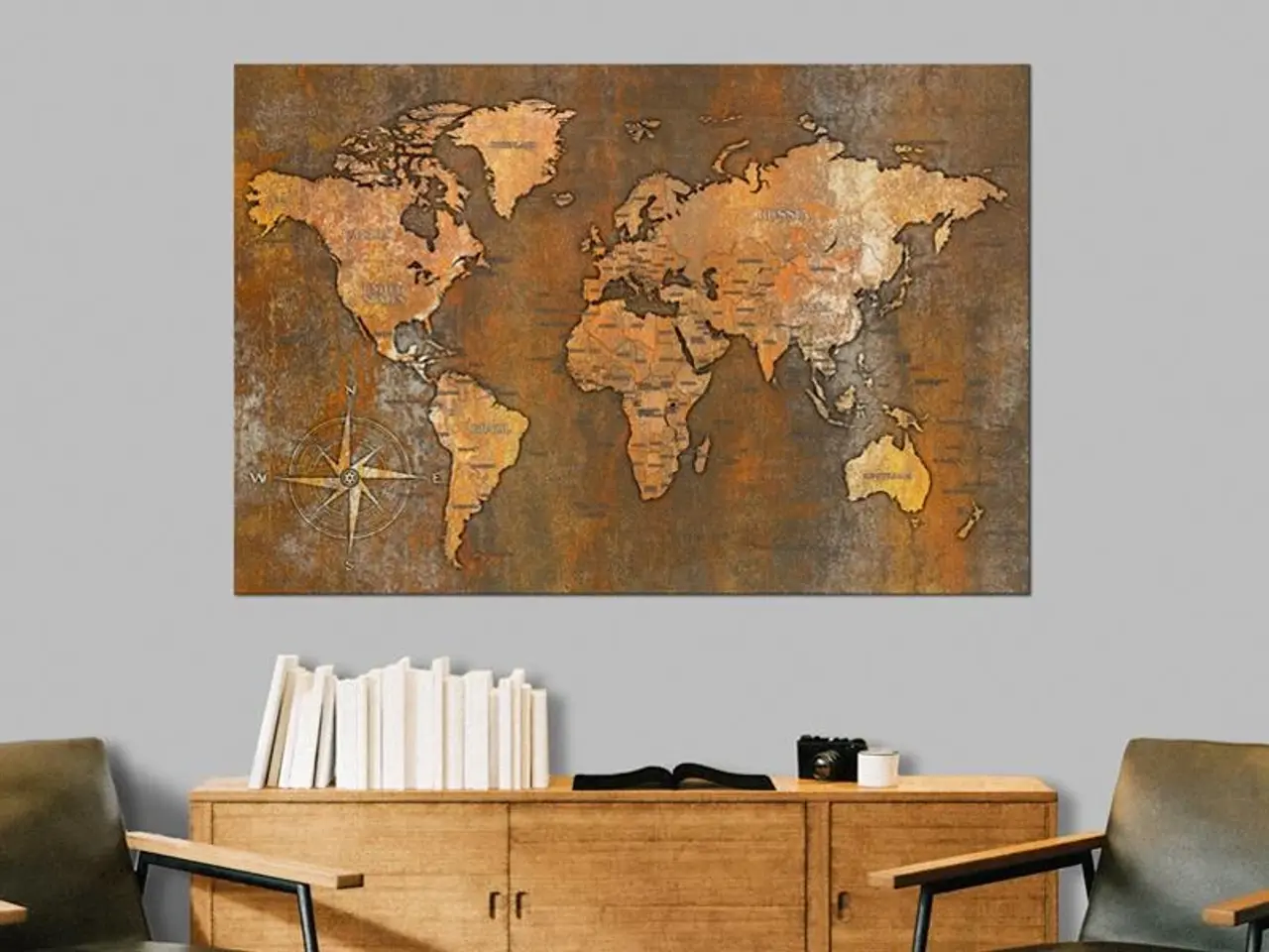 Billede 2 - Billede på kork Rusty World verdenskort - 120 x 80 cm
