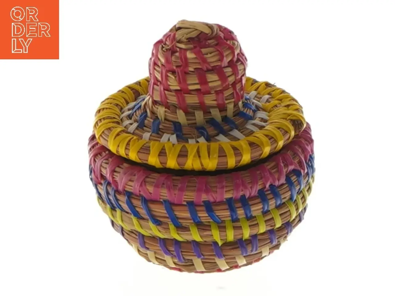 Billede 1 - Lille flettet kurv med låg (str. 7x8 cm)
