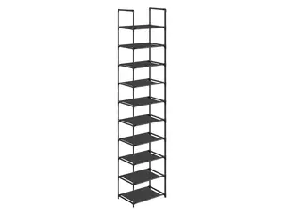 Skostativ 10 niveauer pladsbesparende, 33 × 33 × 173 cm, sort