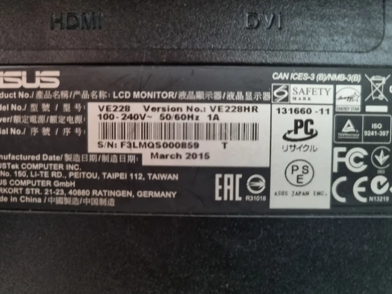 Billede 2 - 20" Asus Computerskærm