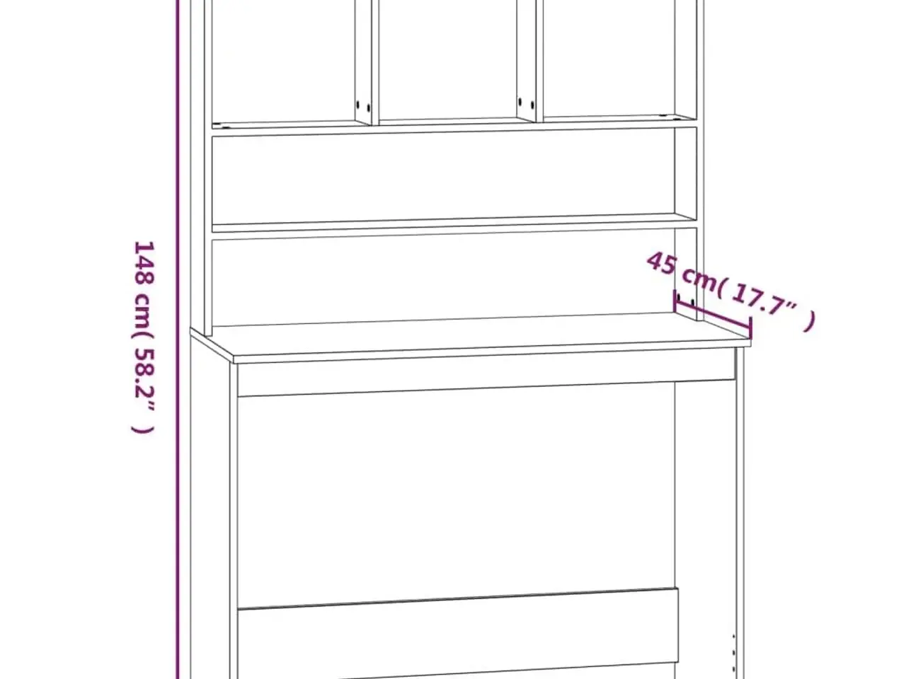 Billede 8 - Skrivebord med hylder 102×45×148 cm - konstrueret træ, hvid