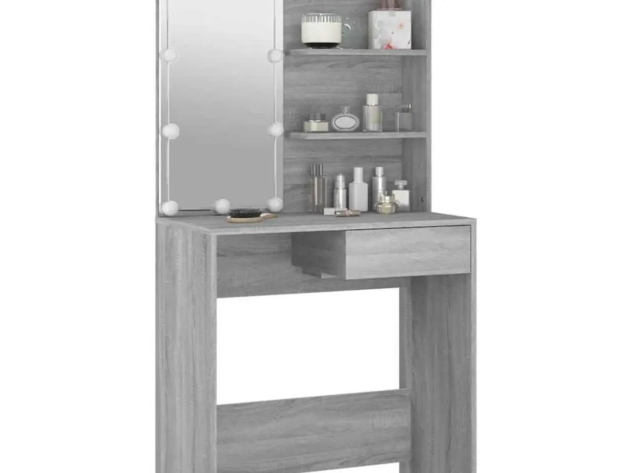 Billede 11 - Makeupbord med LED-lys 74,5×40×141 cm - grå sonoma-eg