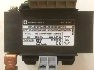 Transformer 230/400-24 volt, 63 VA