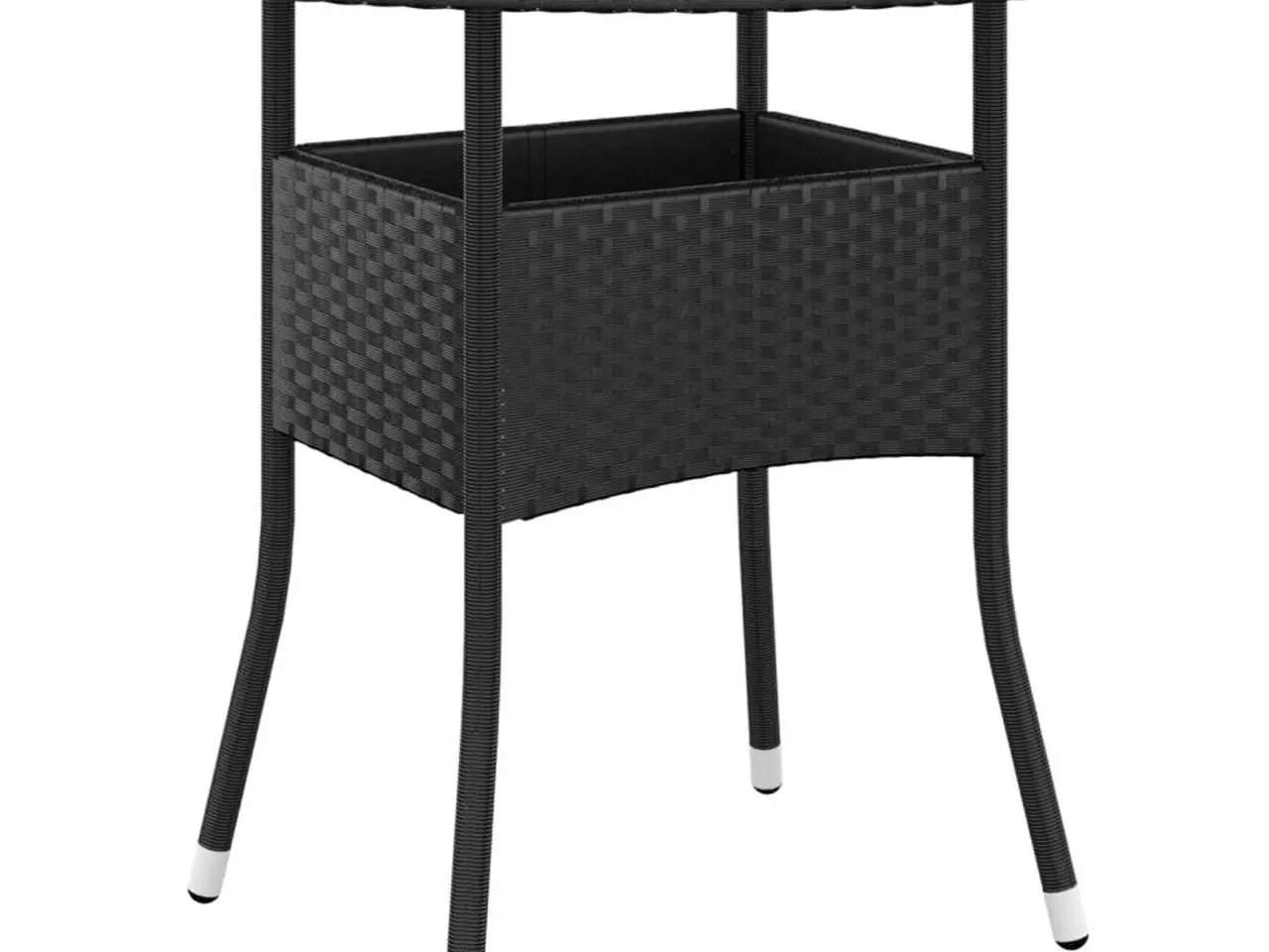 Billede 1 - Havebord Ø80x75 cm hærdet glas og polyrattan sort