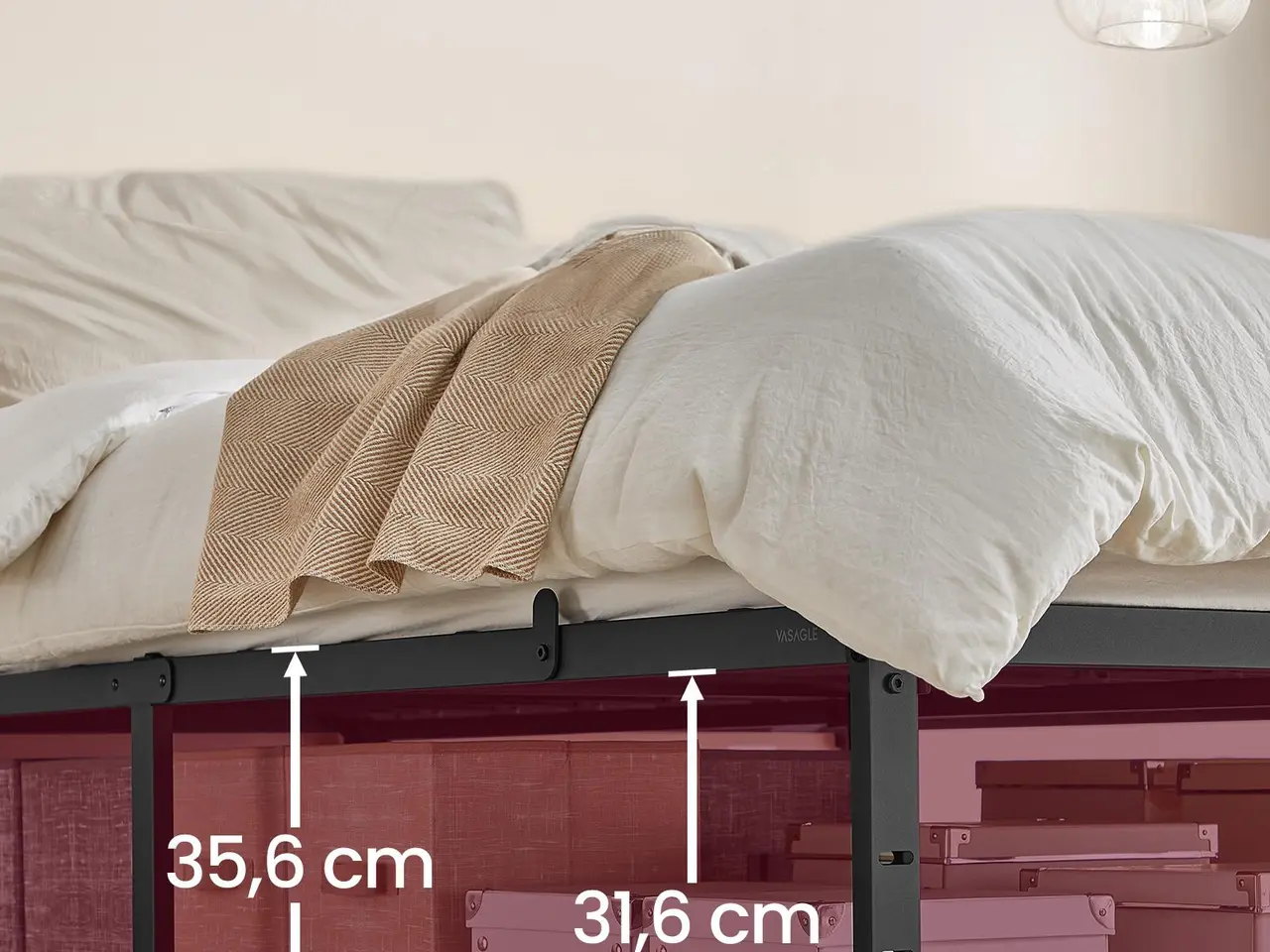 Billede 4 - Sengeramme 140 x 200 cm i metal med opbevaringsplads - sort