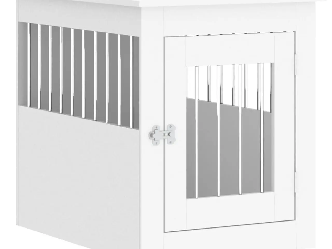Billede 2 - Hundebur/endebord i konstrueret træ - hvid, 55 × 75 × 65 cm