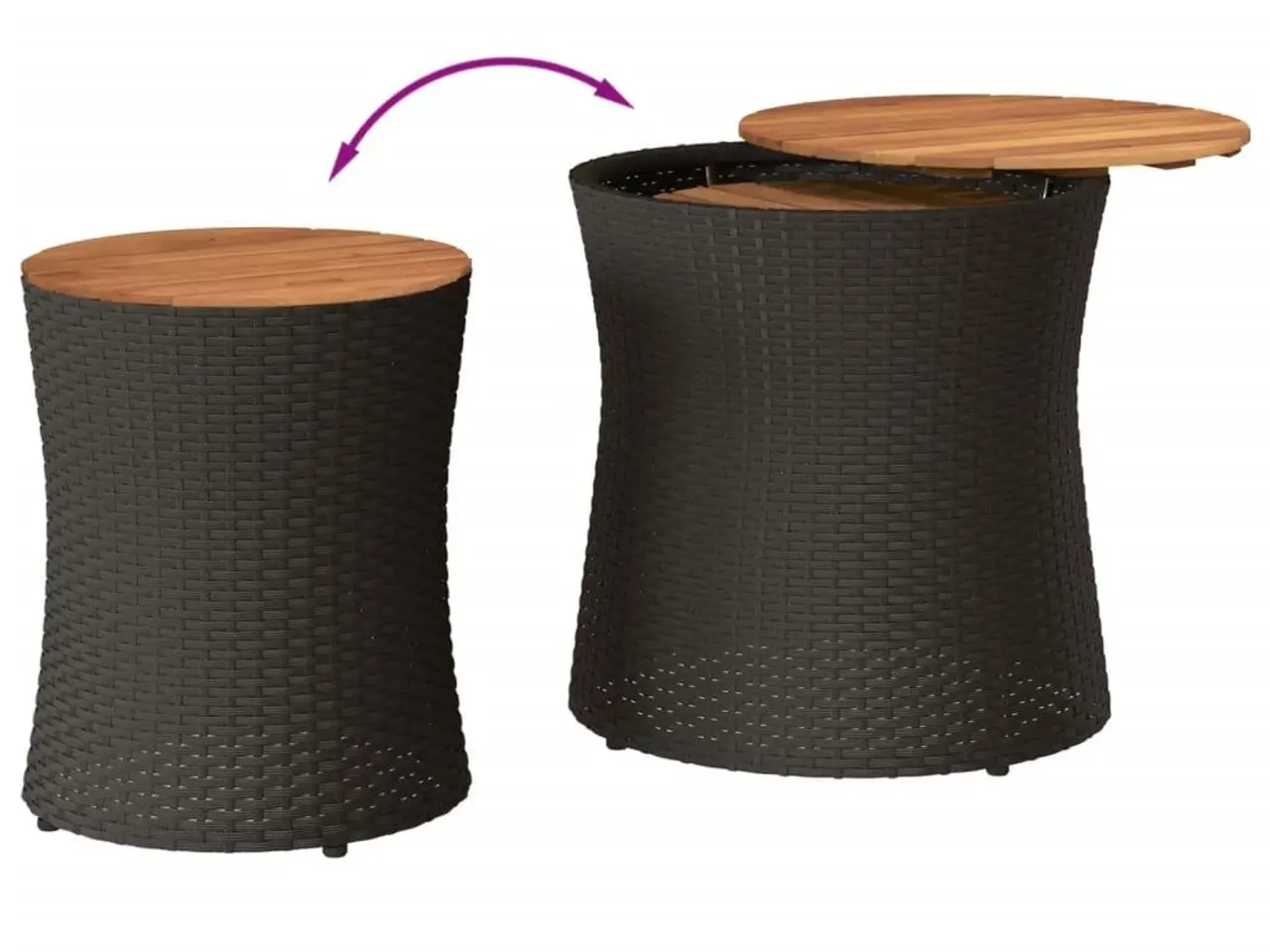 Billede 7 - Haveborde 2 stk. med træplade polyrattan sort