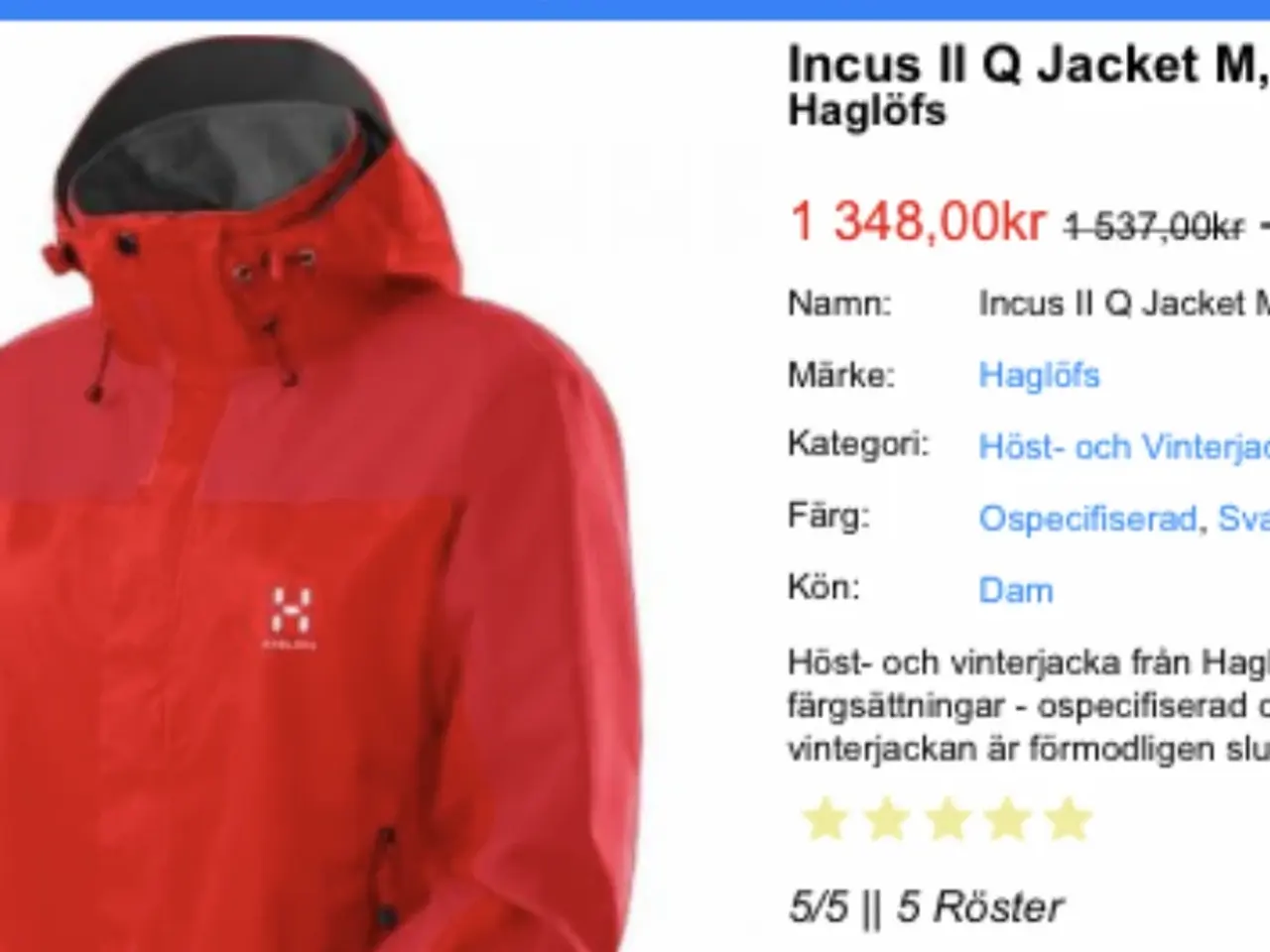 Billede 4 - Som ny: haglöfs jakke dame str xs