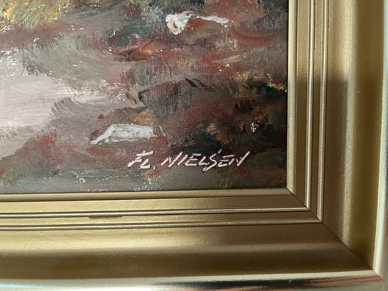 Billede 2 - Oliemaleri landskabsbilled af Flemming Nielsen.