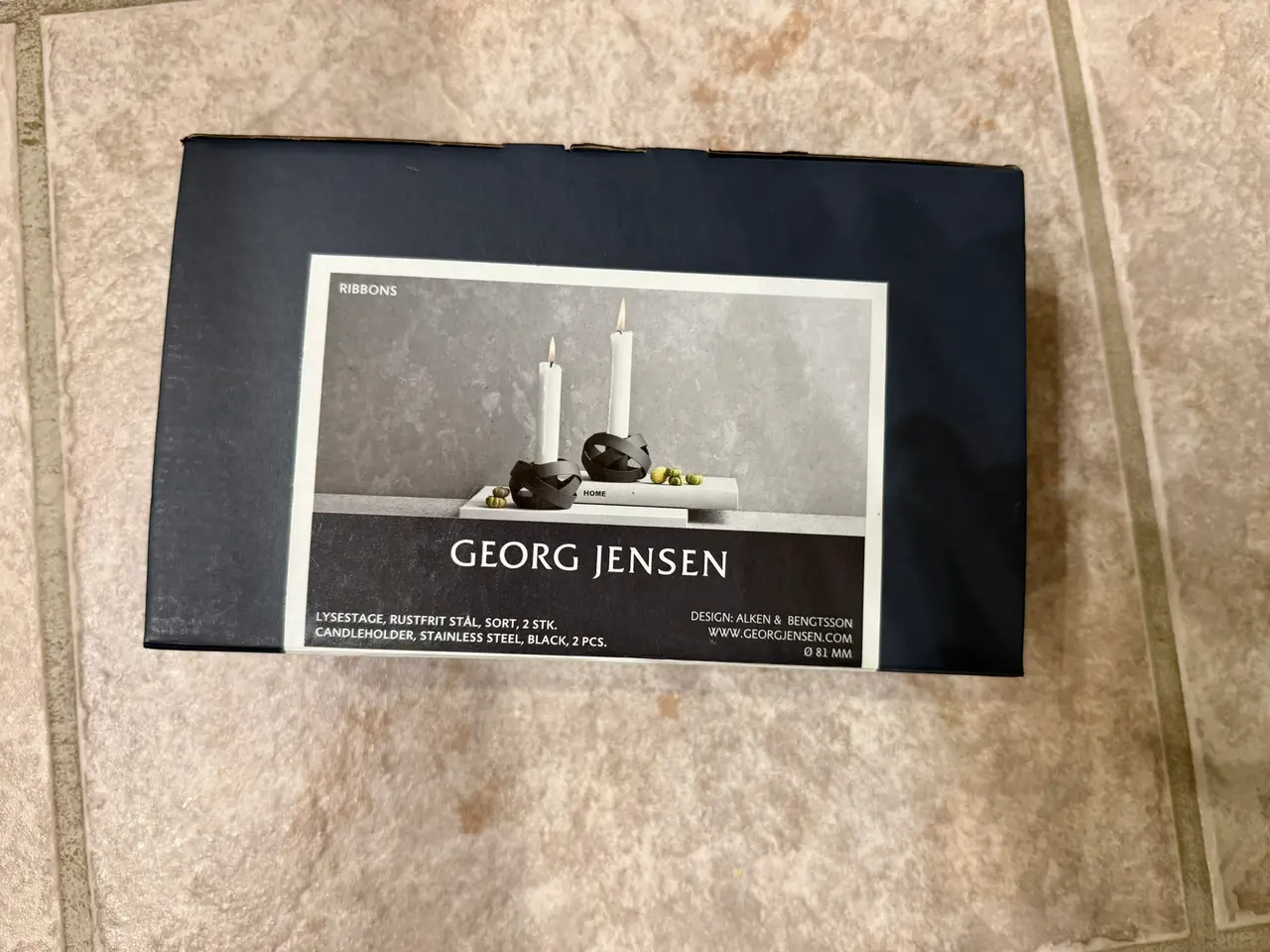 Billede 1 - Nye sorte lave Georg Jensen Ribbons lysestager
