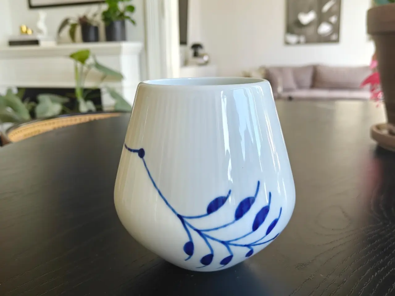 Billede 2 - Royal Copenhagen Blå Mega Riflet vase 12 cm