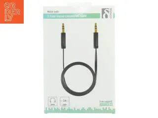 3,5mm stereo tilslutningskabel fra Deltaco (str. 1 m)