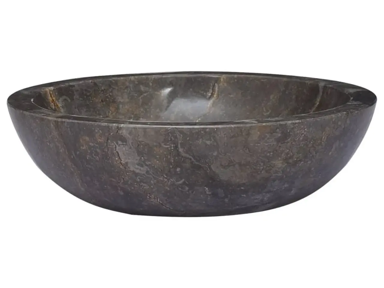 Billede 1 - Håndvask i marmor Ø40 × 12 cm - grå, rund bordvask