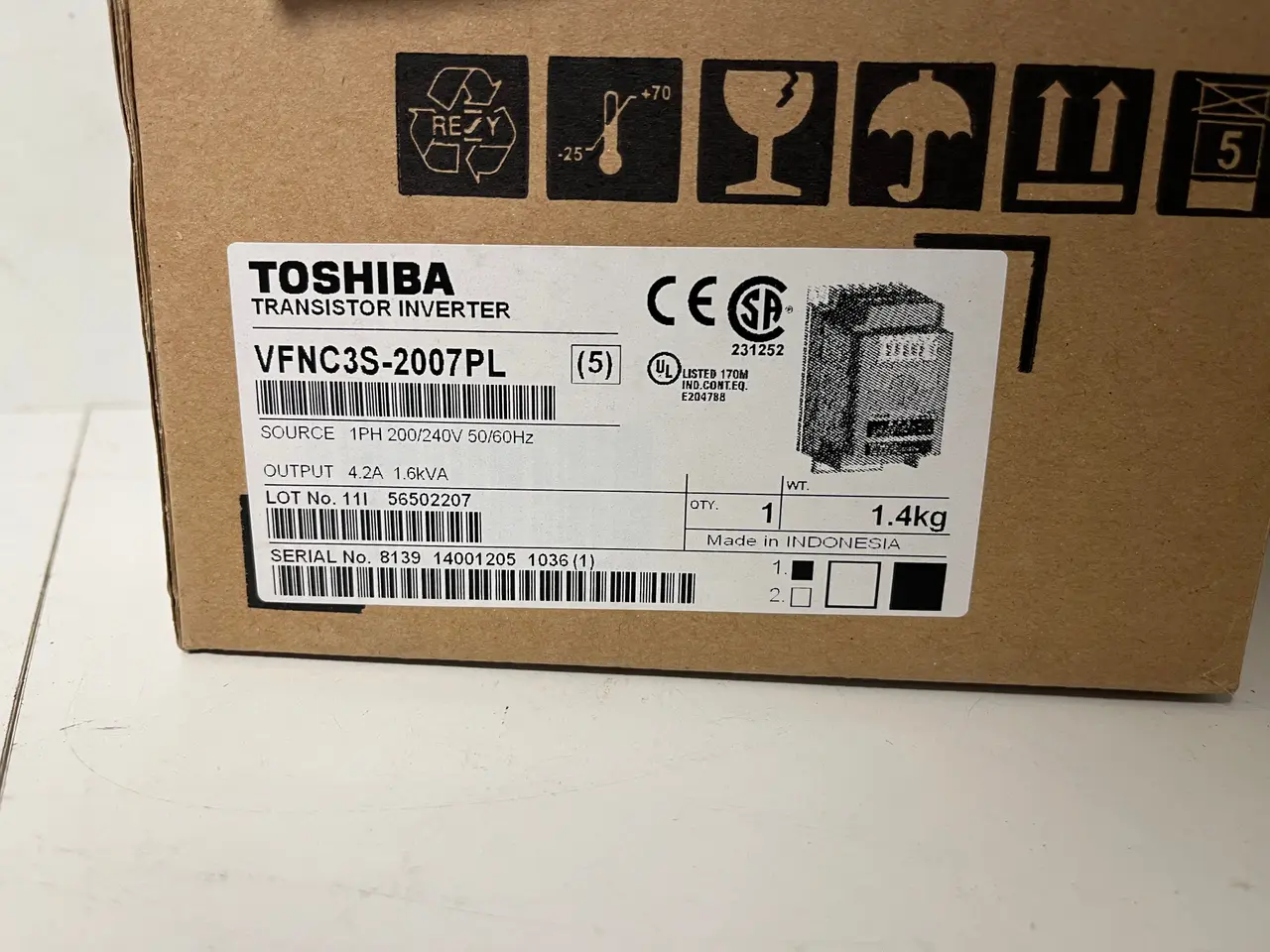 Billede 4 - Toshiba TOSVERT VF-nC3 VFNC3S-2007PL 0.75kW Drive