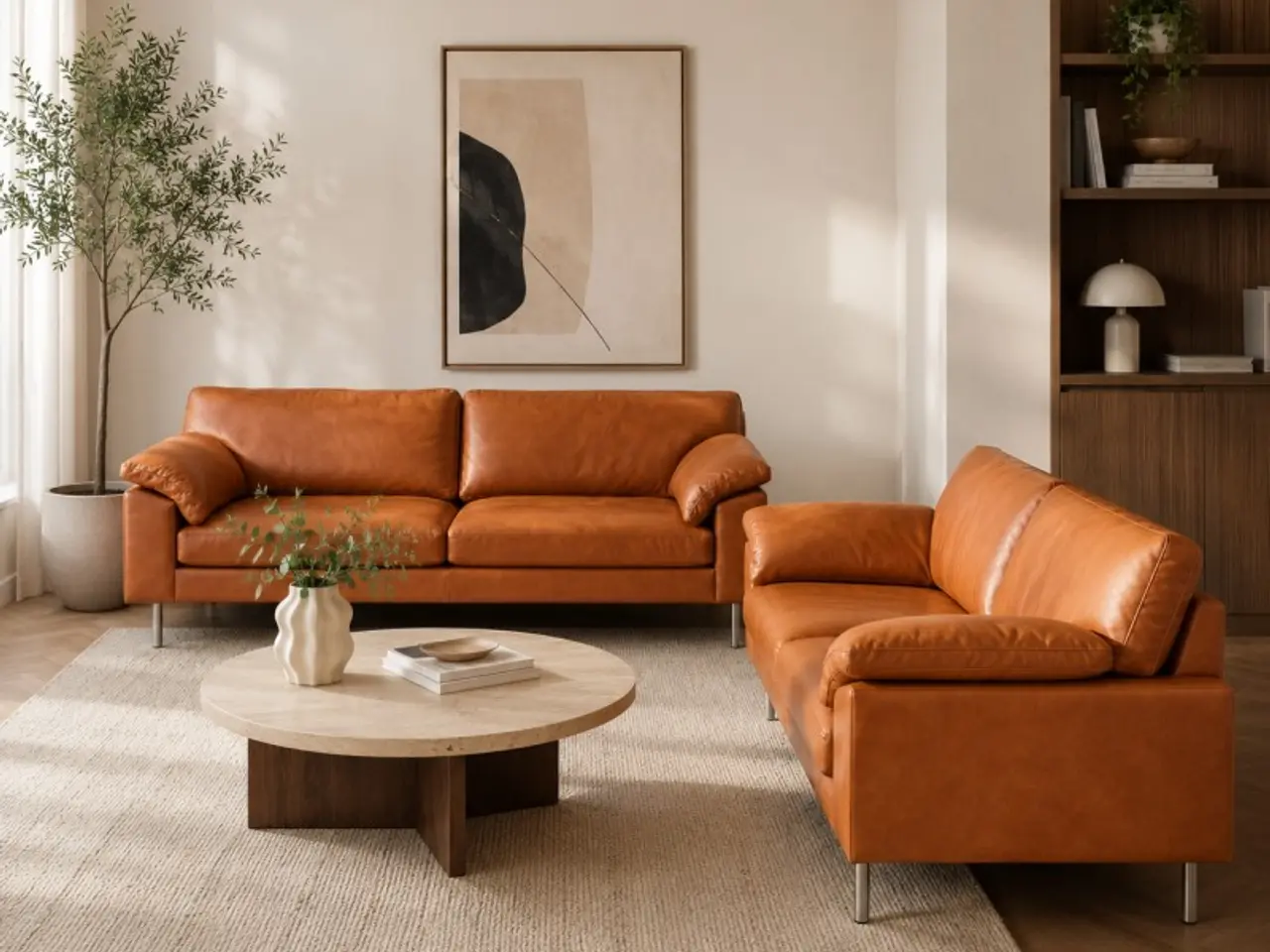 Billede 2 - Skalma Palermo 3+2 pers. Ægte læder – Cognac