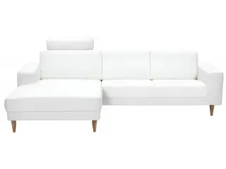 Hjort Knudsen Hadsten hvid Læder chaiselong sofa Venstrevendt