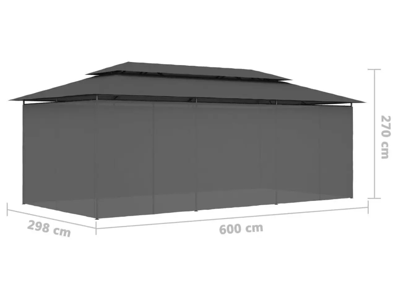 Billede 9 - Pavillon med gardiner 600 × 298 × 270 cm - antracitgrå
