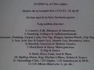 4000 CDer sælges stykvis                          