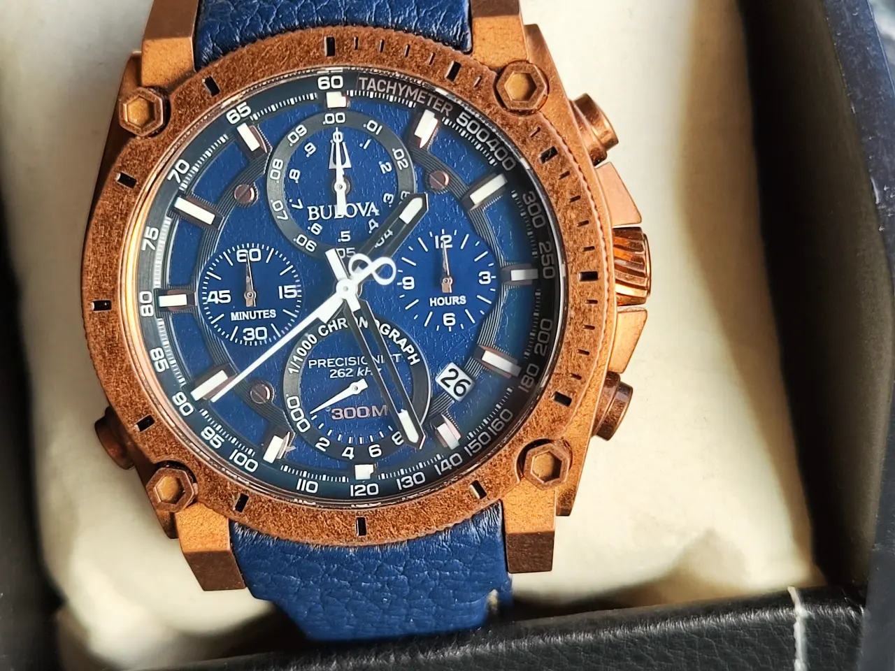 Billede 1 - Bulova Precisionist Blå/Læder (97B186)