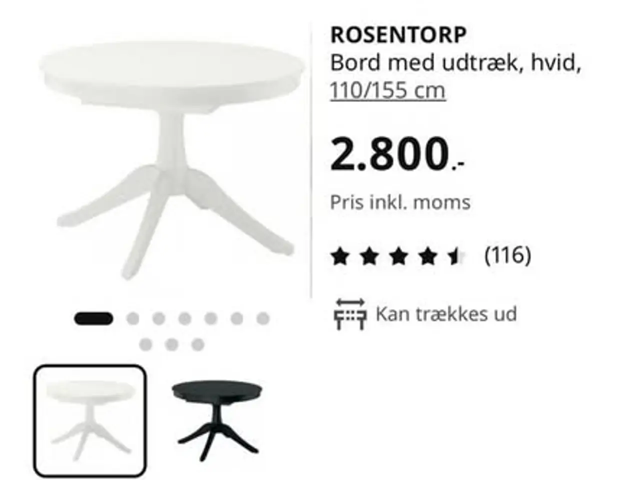 Billede 4 - Rundt spisebord med 4 stole