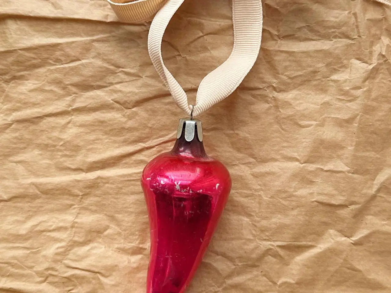Billede 1 - Vintage julekugle, rød chili
