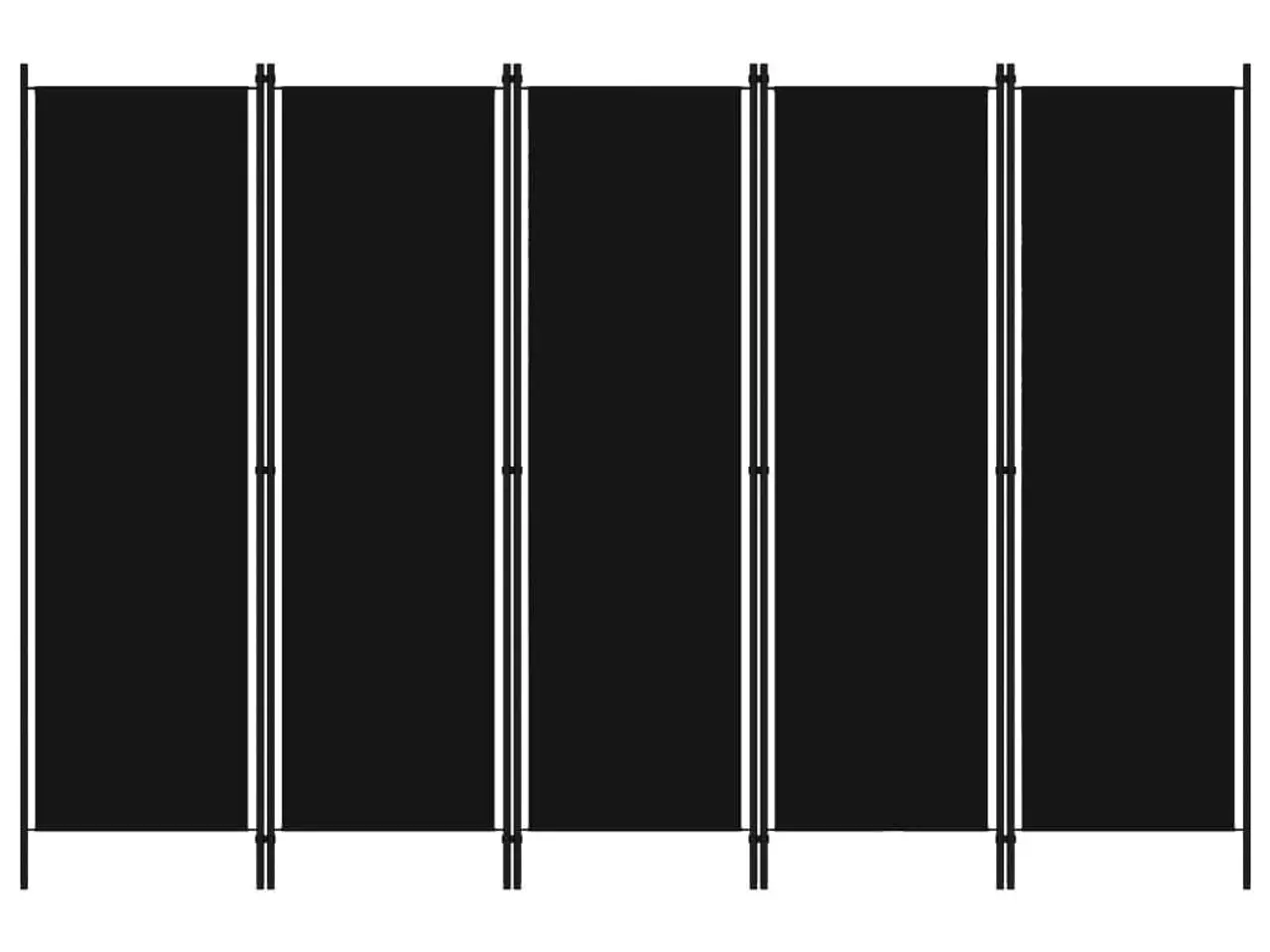Billede 1 - 5-panels rumdeler 250 x 180 cm sort