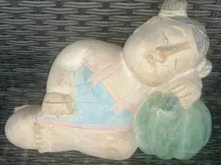 PATINERET TRÆ BUDDHA, H:19CM, B:25CM