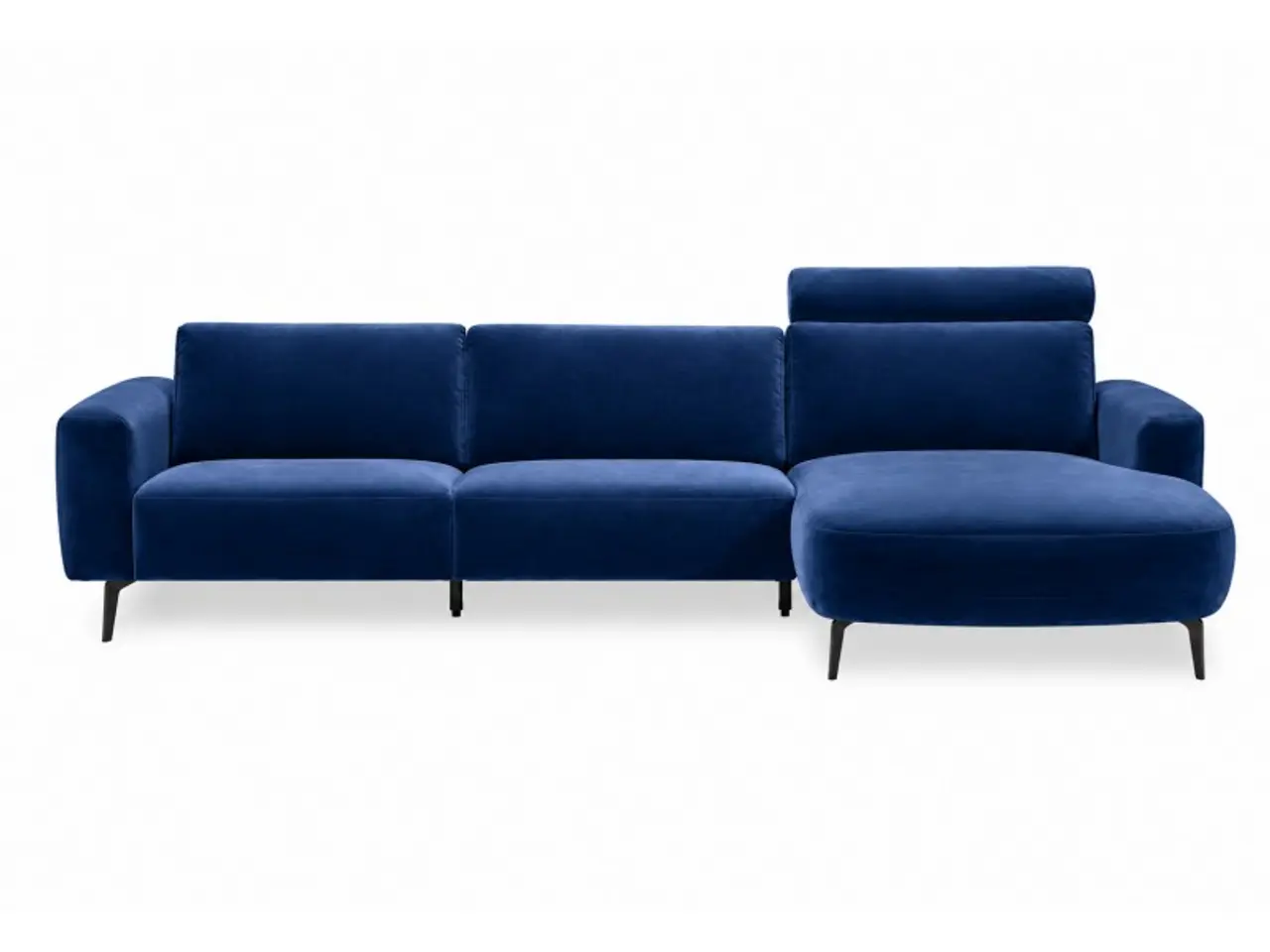 Billede 1 - Hjort Knudsen Lolland Chaiselong sofa Blå velour - Højrevendt