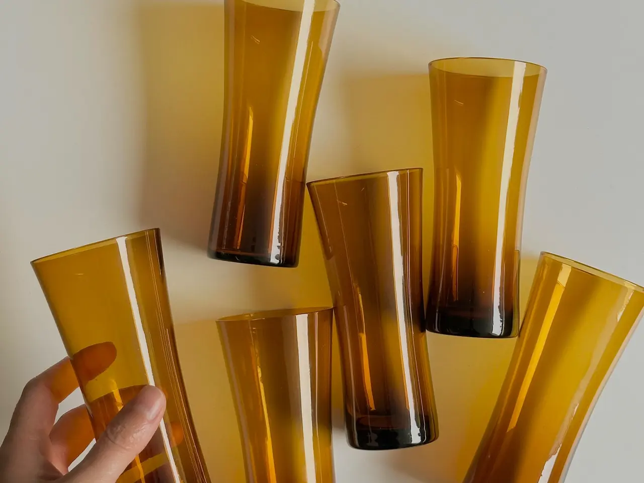 Billede 1 - Ravfarvede drikkeglas, 6 stk samlet