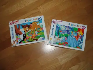 2 Disney puslespil m/ Bambi & Prinsesser