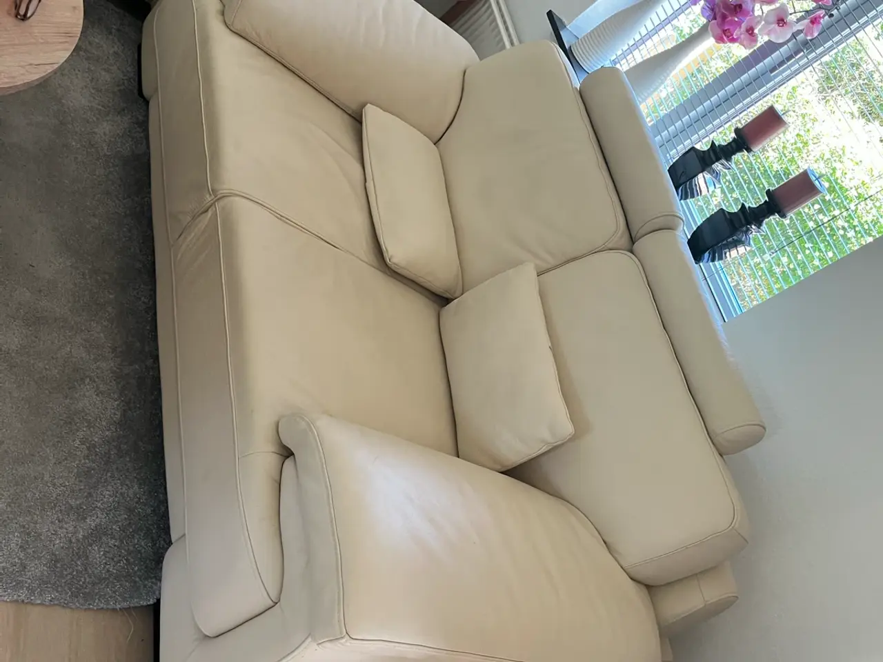 Billede 1 - 2 og 3 Pers sofa i ægte læder