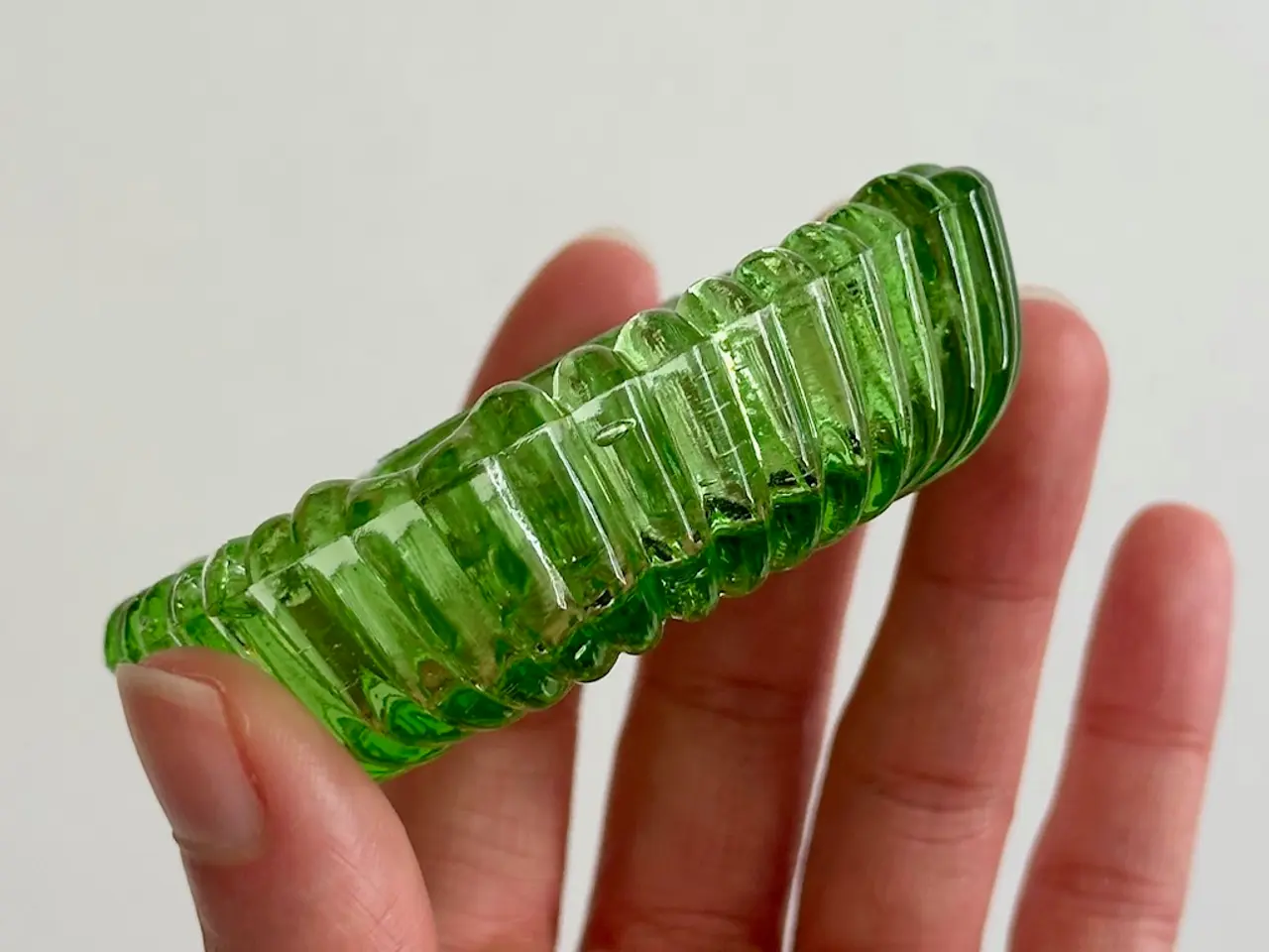 Billede 5 - Lysestage, grønt glas