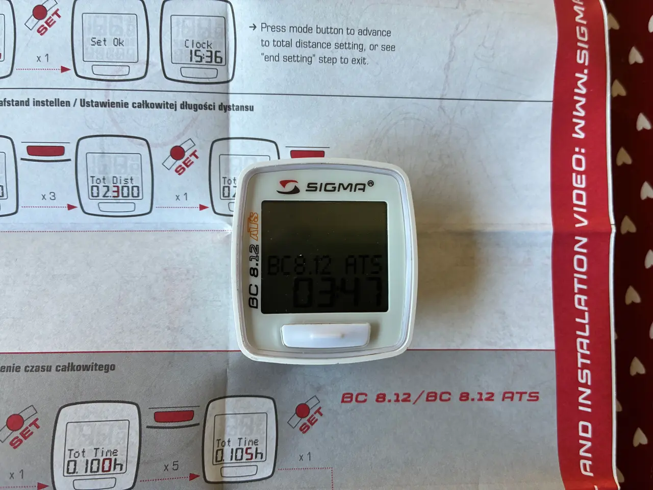 Billede 1 - Cykelcomputer: Sigma BC 8. 12 ATS
